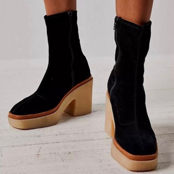 Free People Black Suede Gigi Ankle Boots 36.5/6.5 - Picture 2 of 9